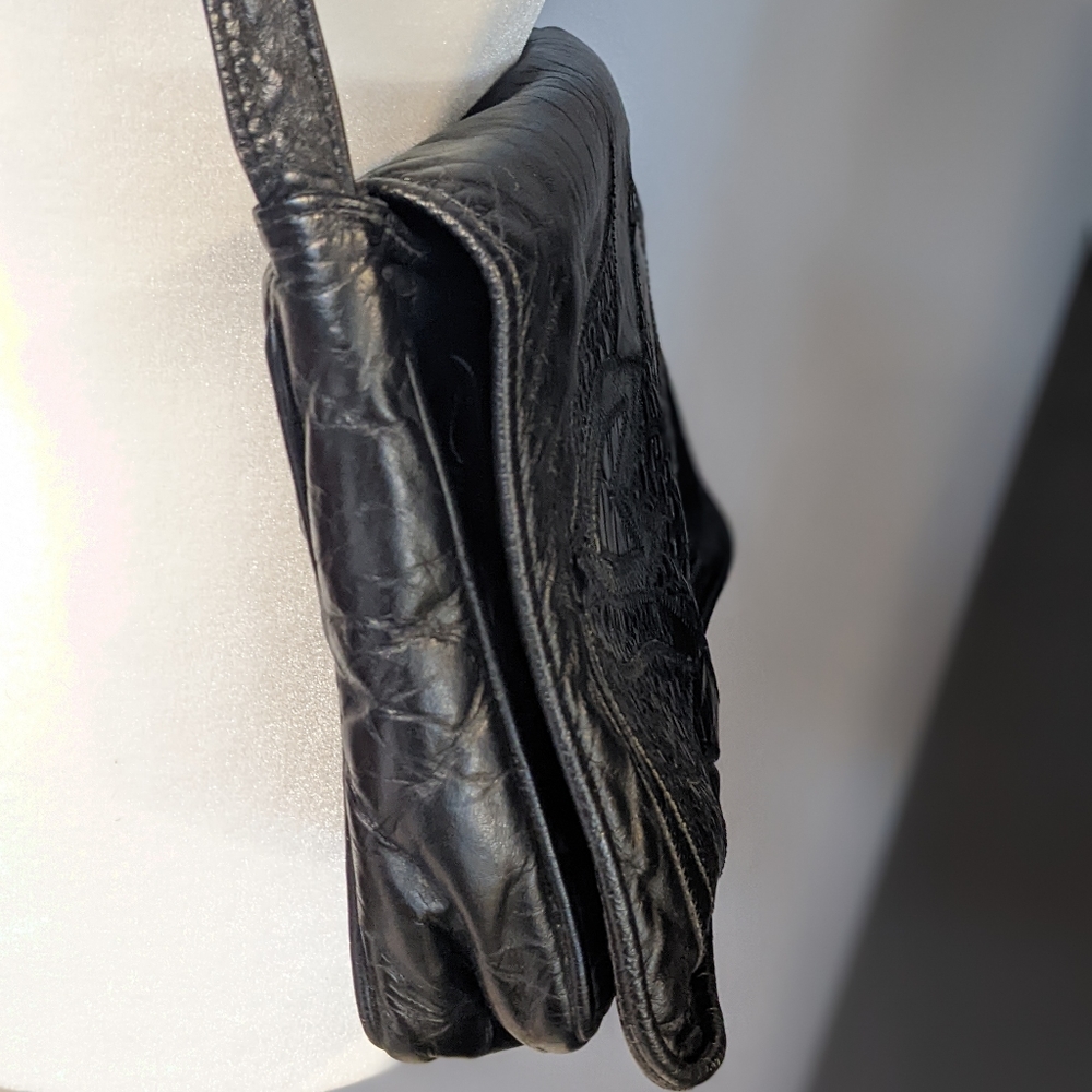 Vintage 80's Black leather bag - Picture 3 of 9